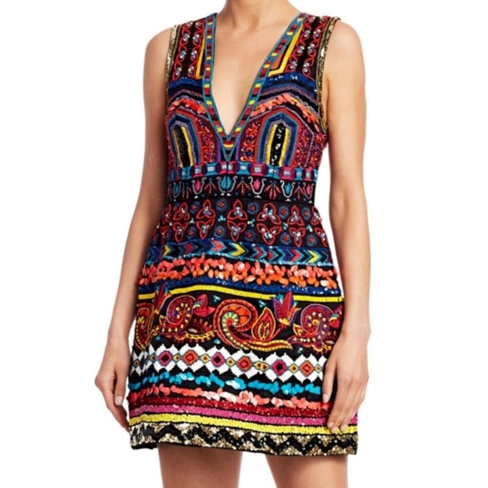 NWT $1,395 Alice + Olivia Patty Flared Embroidered Bead Sequin Lantern D… - Picture 3 of 15